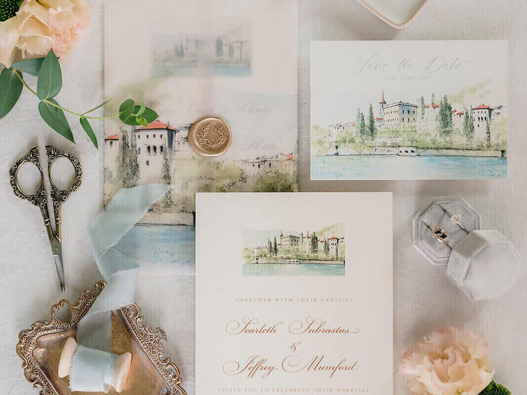 invitation for a wedding planned in 3 months at Hotel Villa I Cipressi in Varenna Lake Como