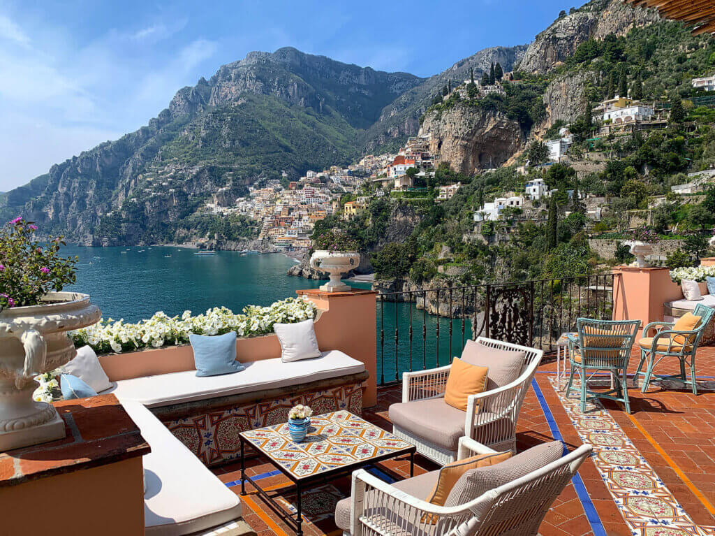 villa treville terrace overlooking positano cliffs